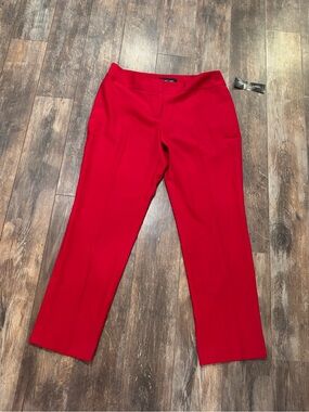 Evan Picone Bright Red Straight Leg Ponte Pants cropped